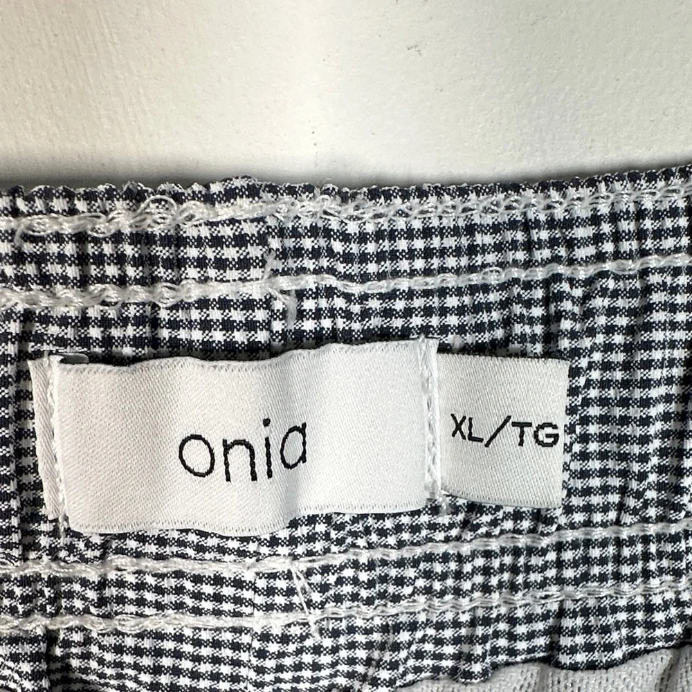 Onia Charles Short Size XL Swim Trunks Blue White Gingham Quick-Dry Mesh Lined